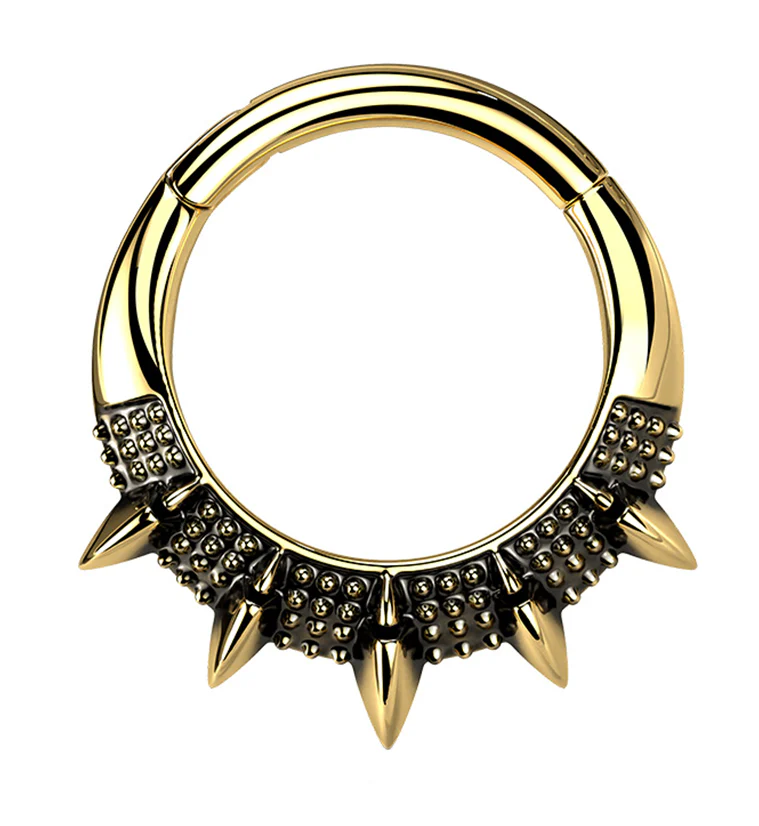Gold PVD Barbed Hinged Segment Ring - Mrs Treak