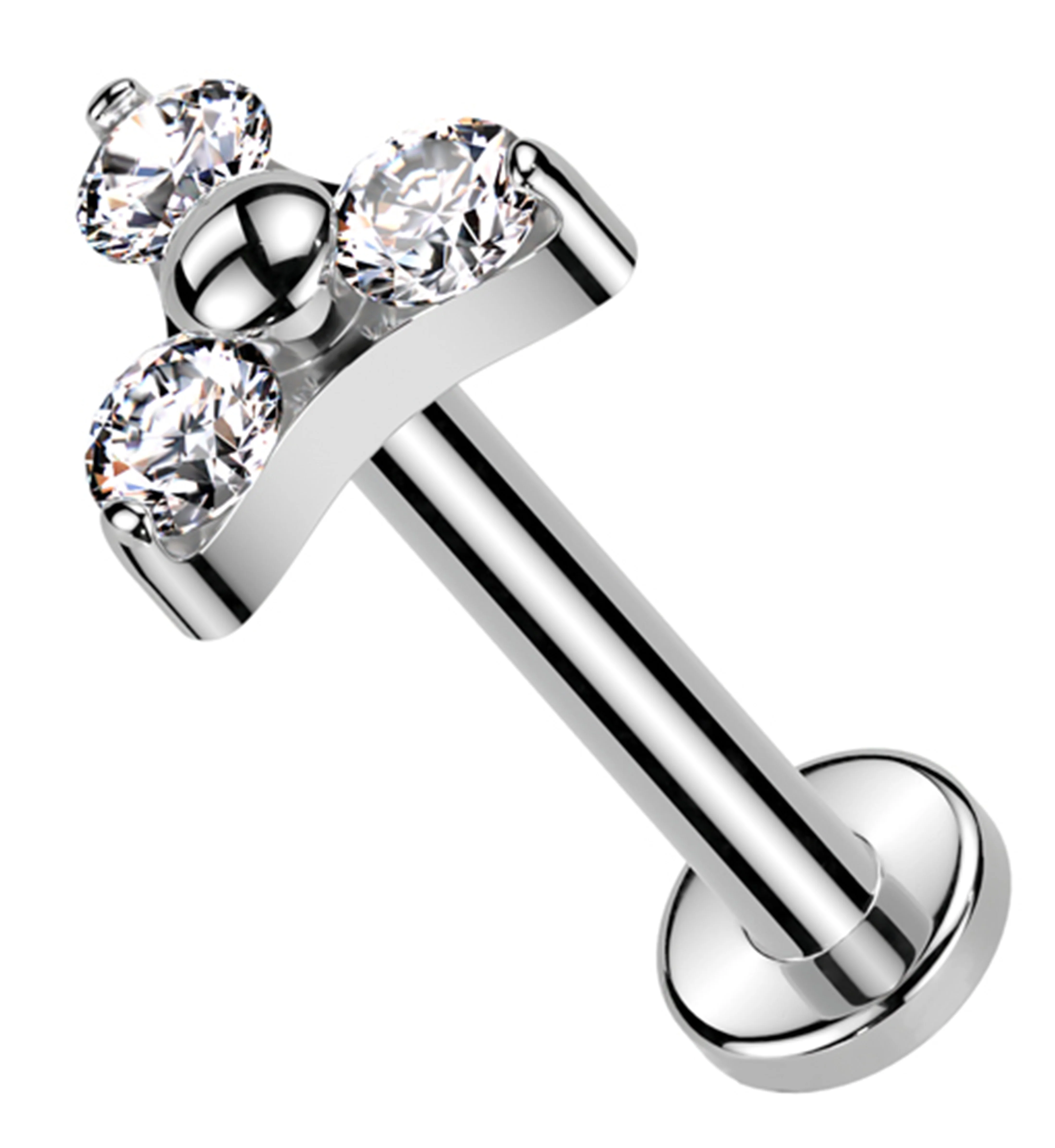 Trinity Clear CZ Titanium Threadless Labret - Mrs Treak