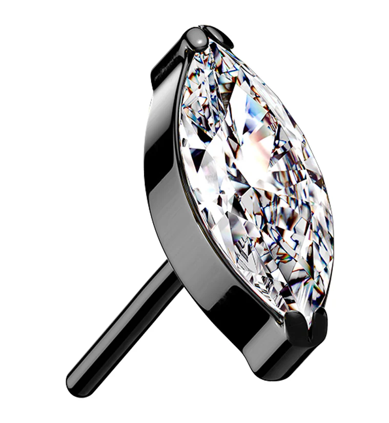Black PVD Clear CZ Oval Titanium Threadless Top - Mrs Treak