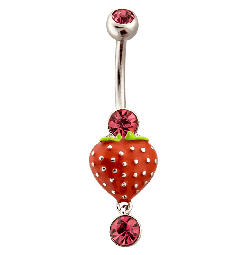 Strawberry Pink CZ Belly Button Ring - Mrs Treak