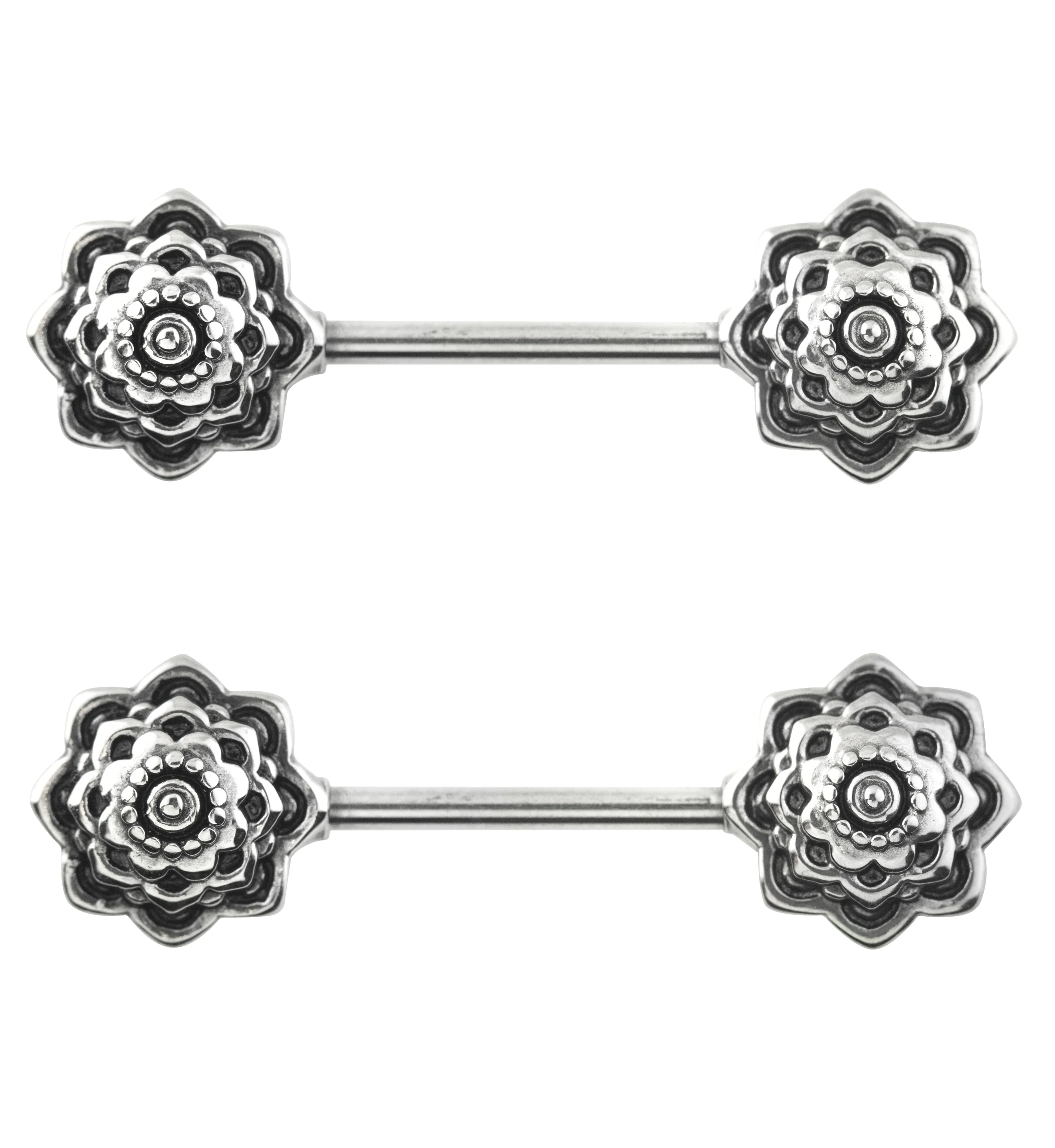 Mandala Flower Stainless Steel Nipple Barbell - Mrs Treak