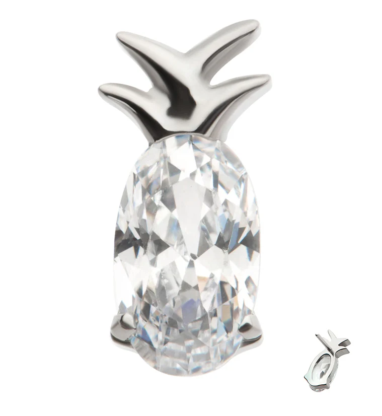 Pineapple Clear CZ Threadless Titanium Top - Mrs Treak