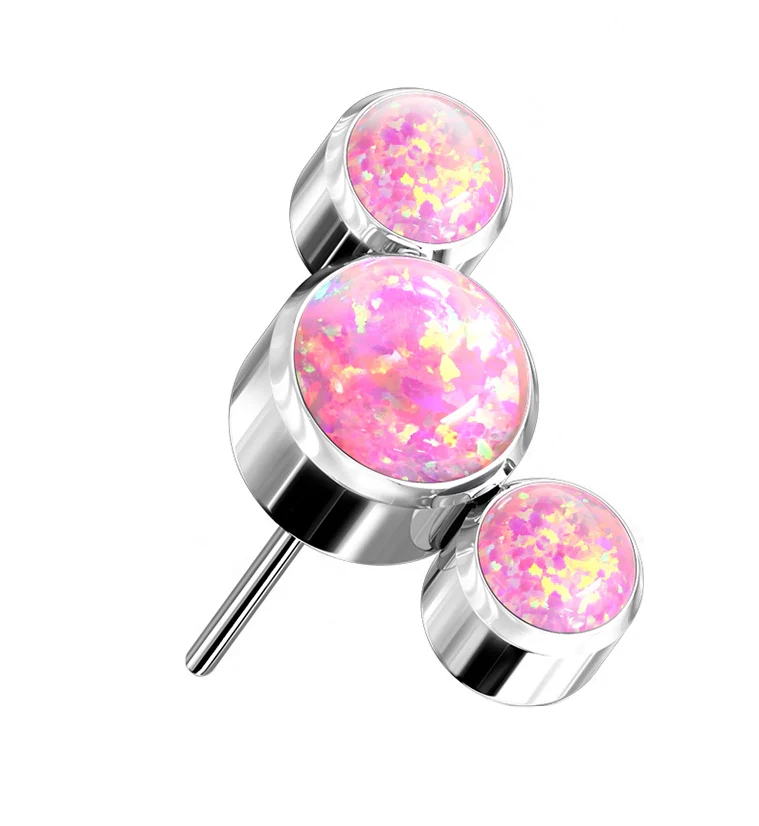 Triple Pink Opalite Titanium Threadless Top - Mrs Treak