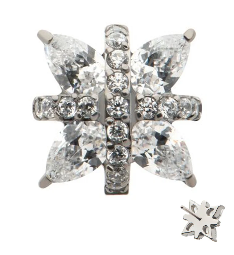 Cross Marquise Clear CZ Titanium Threadless Top - Mrs Treak
