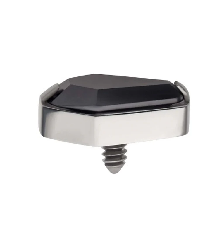 Black CZ Coffin Titanium Internally Threaded Top - Mrs Treak