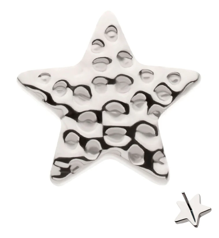 Hammered Star Titanium Threadless Top - Mrs Treak