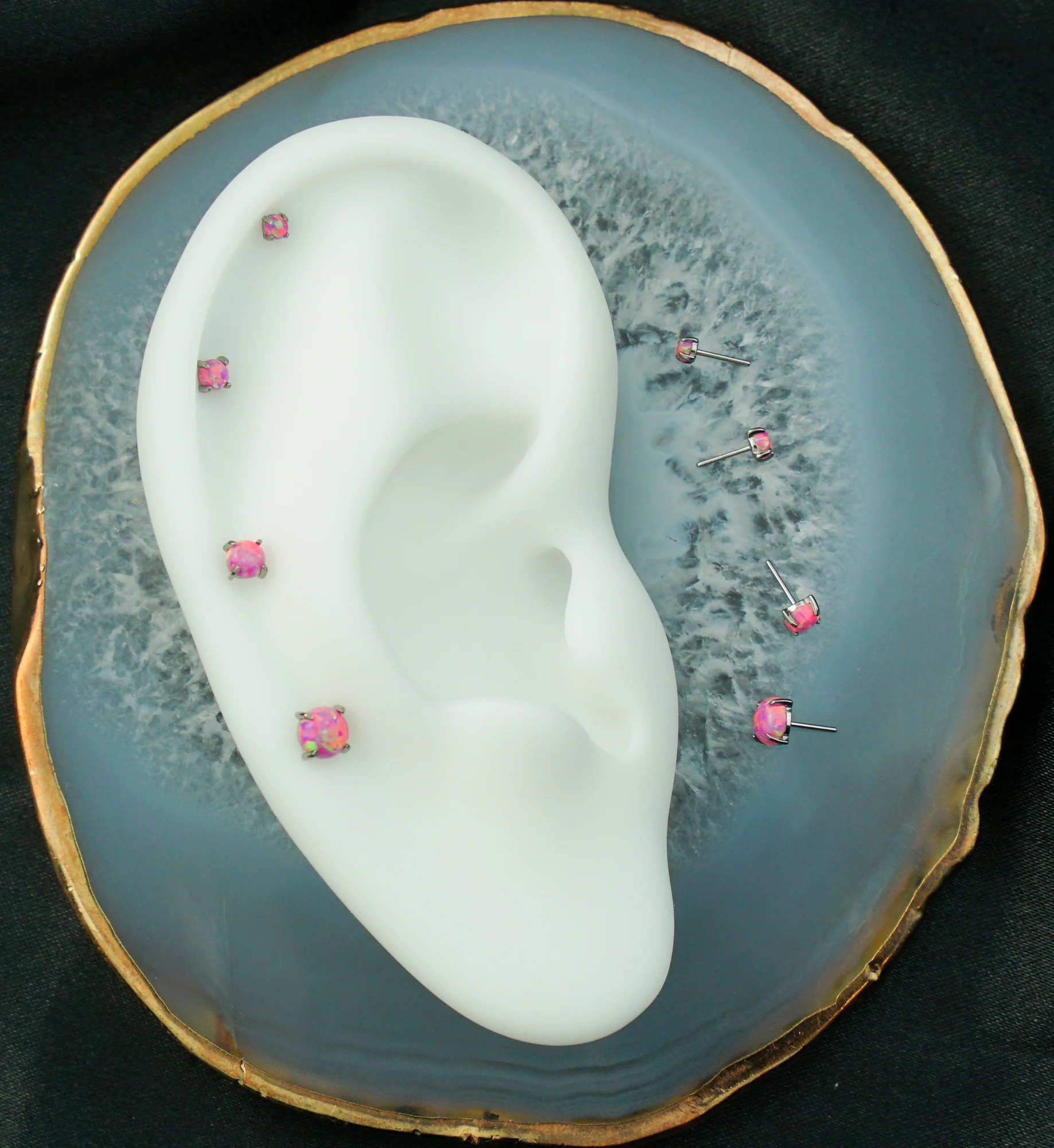 Prong Pink Opalite Titanium Threadless Top - Mrs Treak