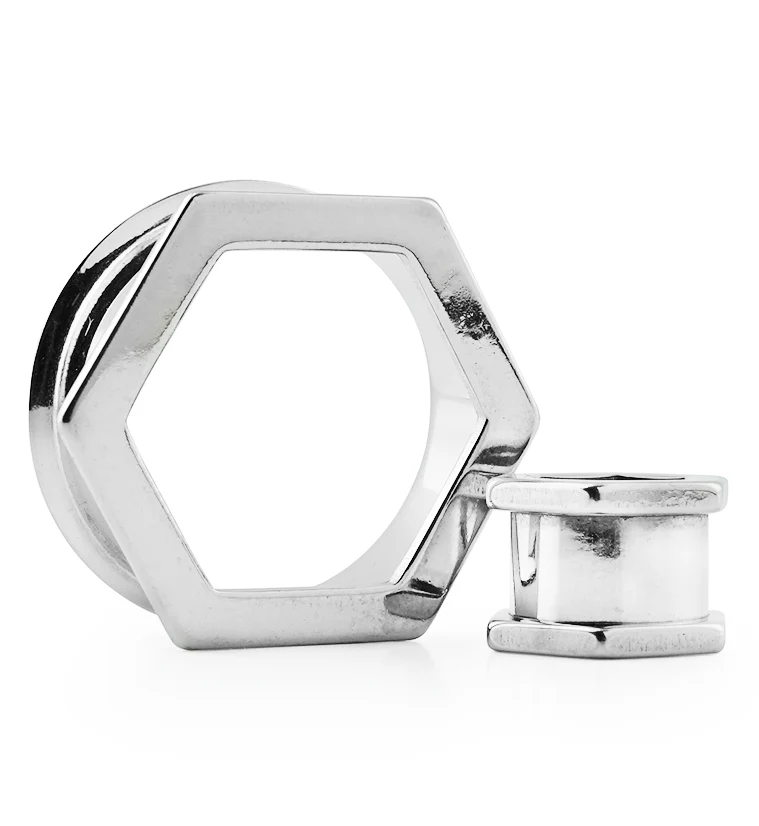 Hexagon Double Flare Stainless Steel Tunnels - Mrs Treak