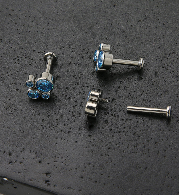 Tetrad Aqua CZ Titanium Labret - Mrs Treak