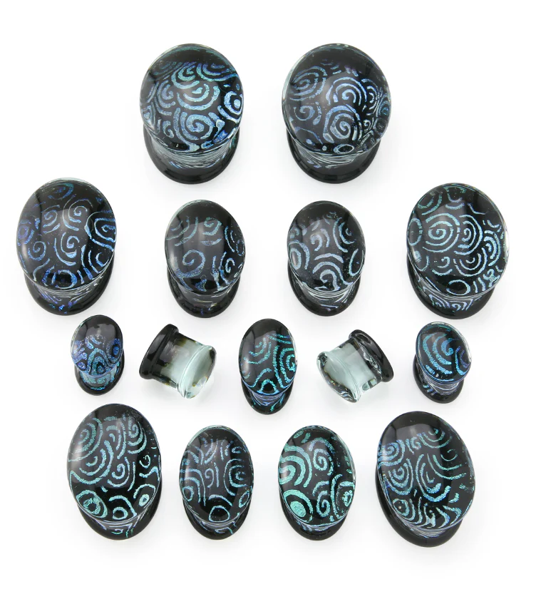 Oval Radial Dichroic Glass Double Flare Plugs - Mrs Treak