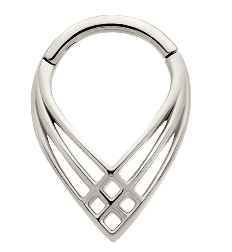 Crosshatch Point Stainless Steel Hinged Segment Ring - Mrs Treak