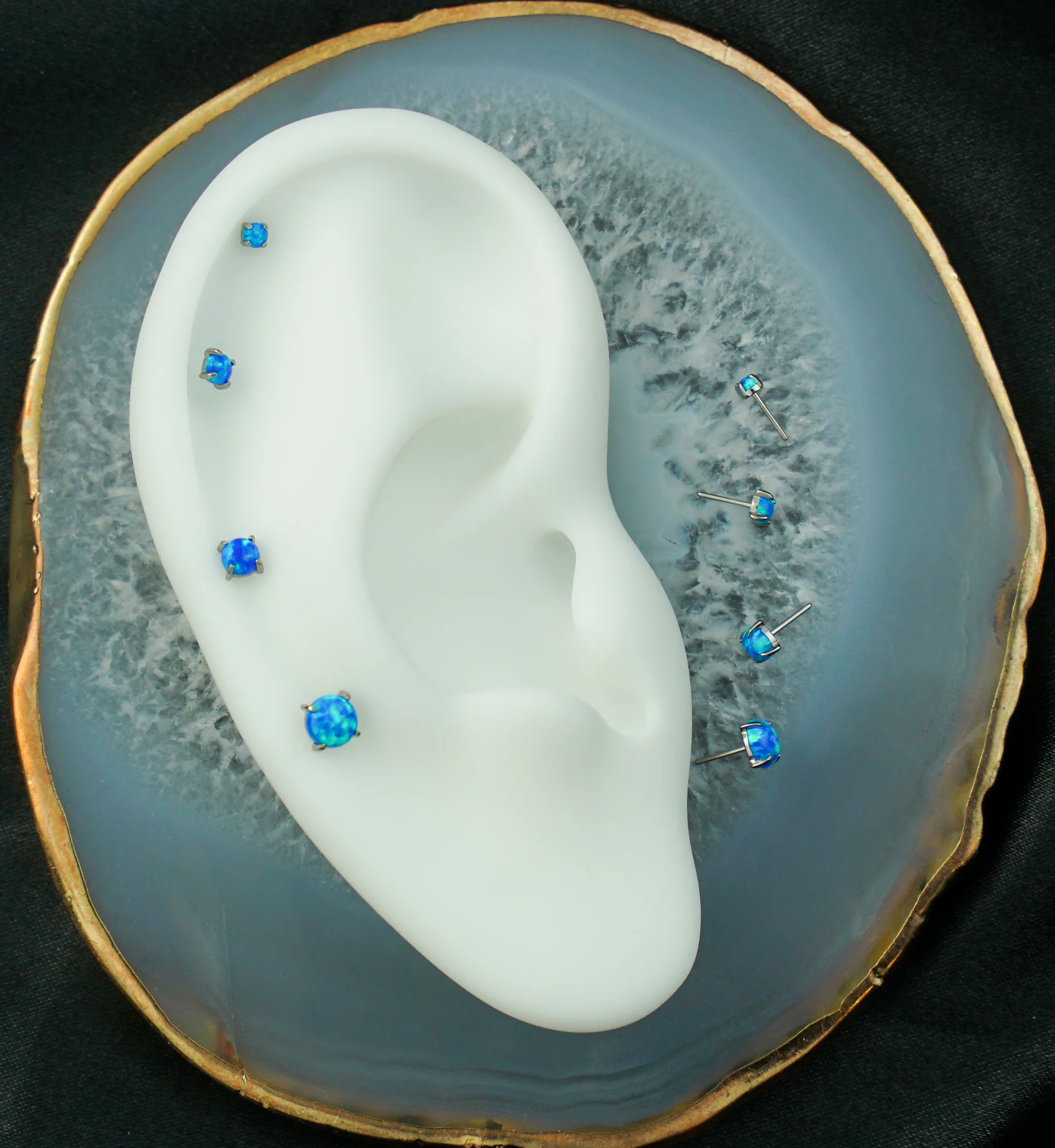 Prong Blue Opalite Titanium Threadless Top - Mrs Treak