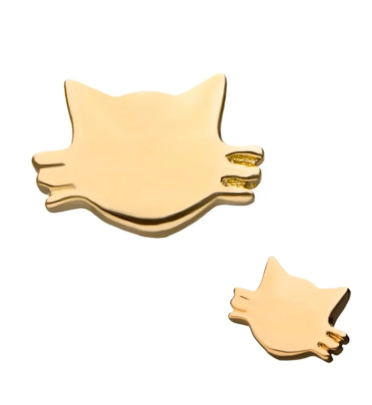 14kt Gold Kitty Cat Threadless Top - Mrs Treak