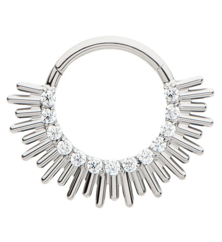 Spark Burst Clear CZ Hinged Segment Ring - Mrs Treak