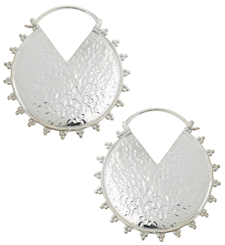Hammered Beaded White Brass Hangers - Mrs Treak