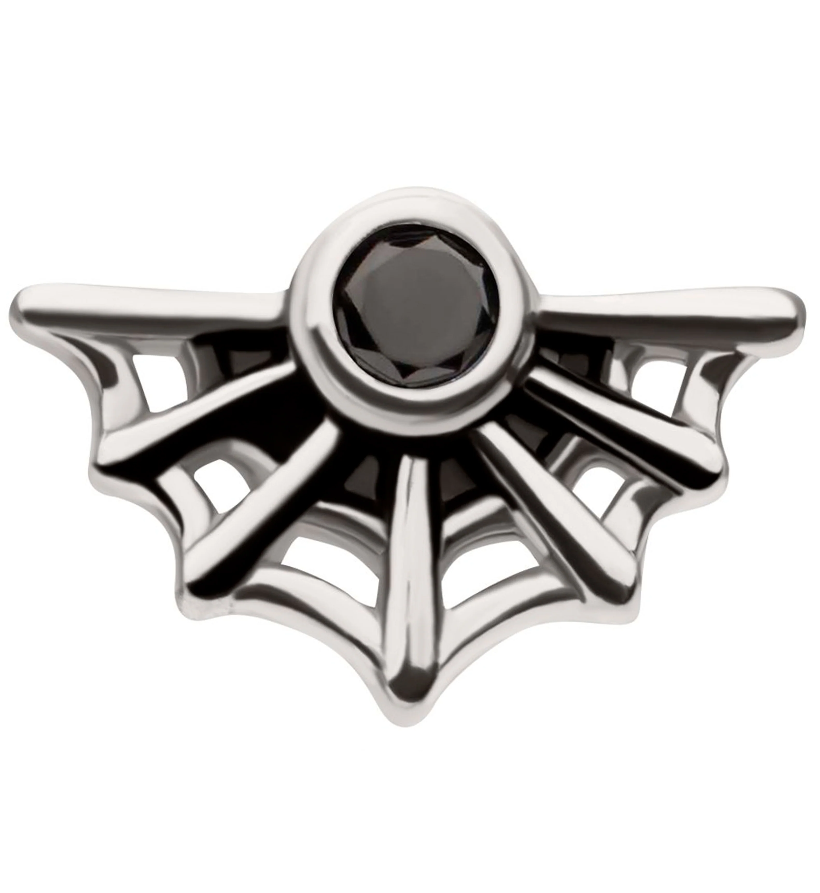 Spider Web Black CZ Stainless Steel Internally Threaded Labret - Mrs Treak