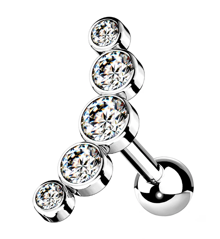 16G Clear Arc Gem Cartilage Barbell - Mrs Treak