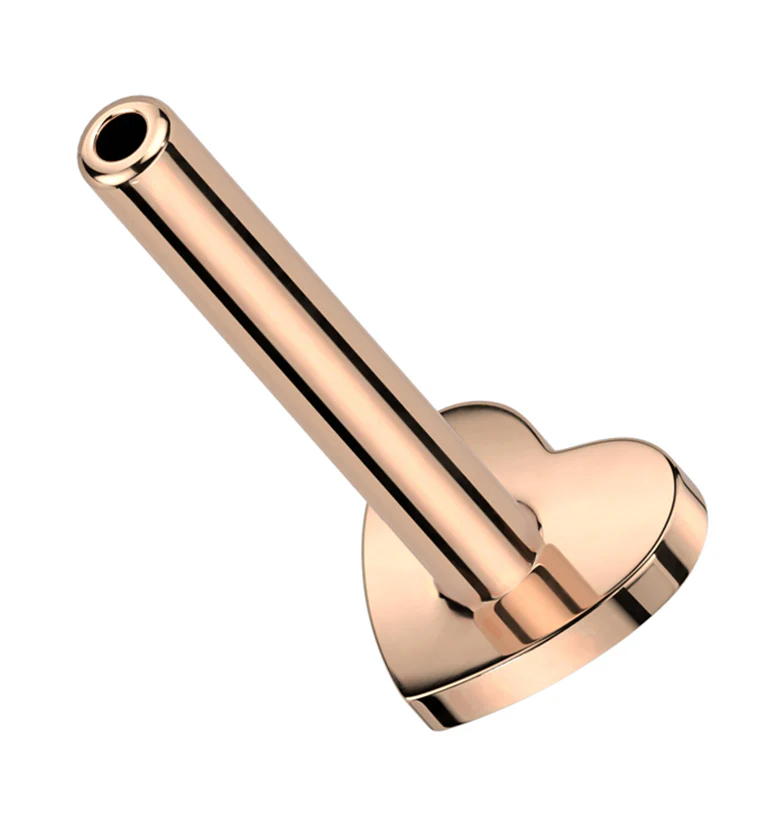Rose Gold PVD Heart Internally Threaded Titanium Flat Back Labret (Post Only) - Mrs Treak