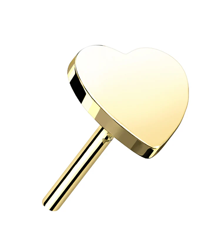 14kt All Gold Heart Threadless Top - Mrs Treak