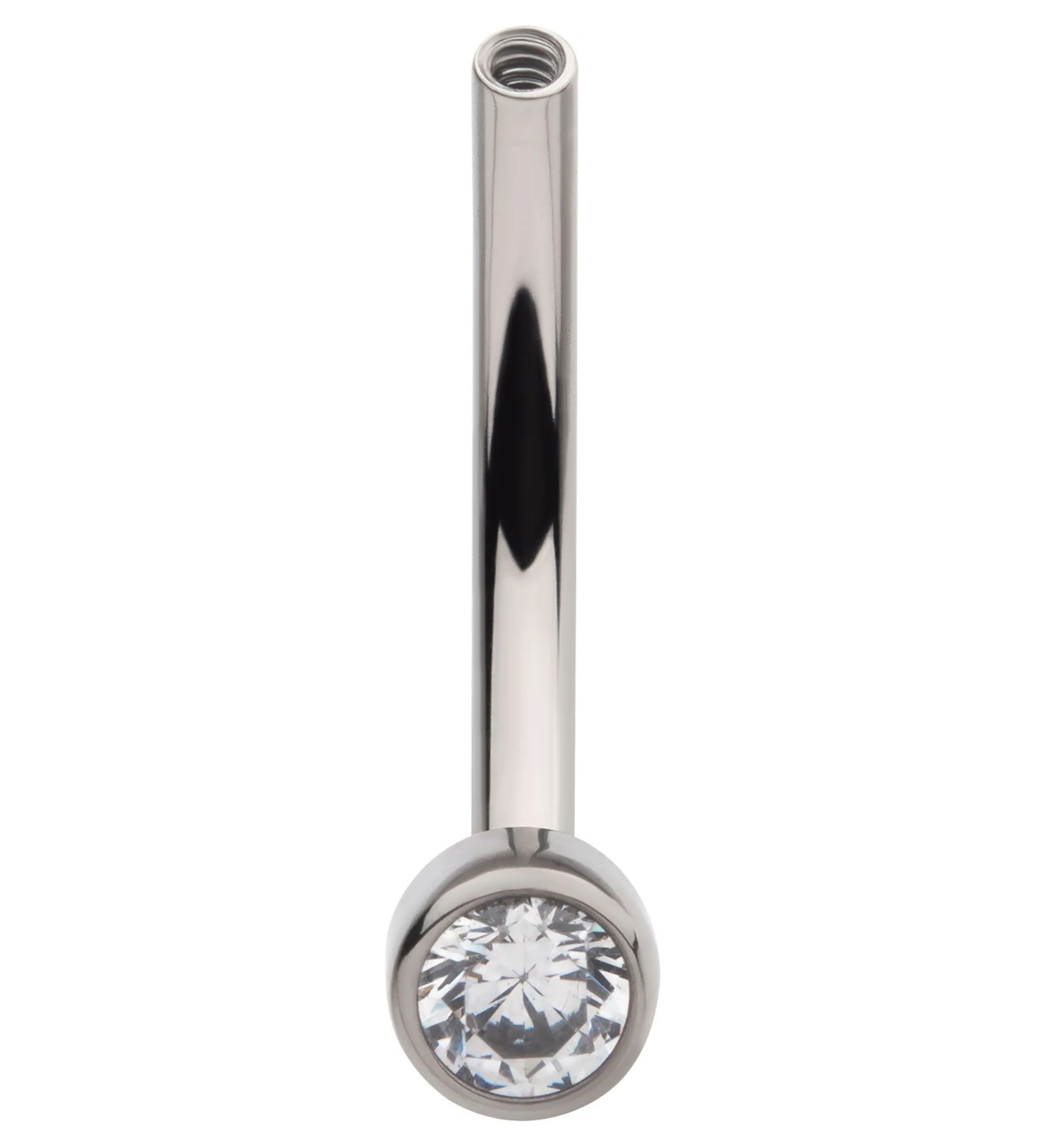 Flat Single CZ Titanium Curved Internally Threaded Barbell - Mrs Treak