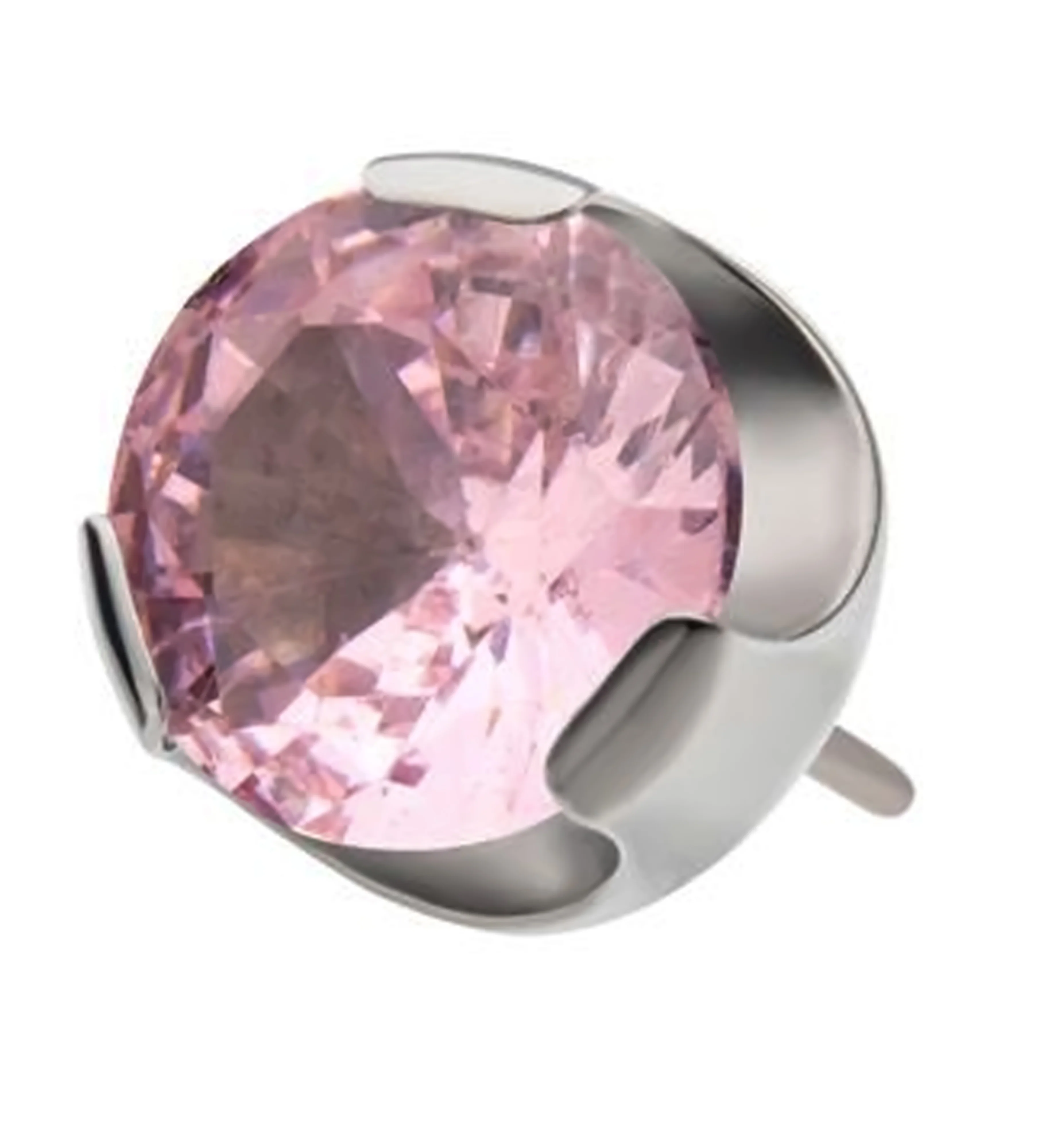 Pink Dome CZ Titanium Threadless Top - Mrs Treak