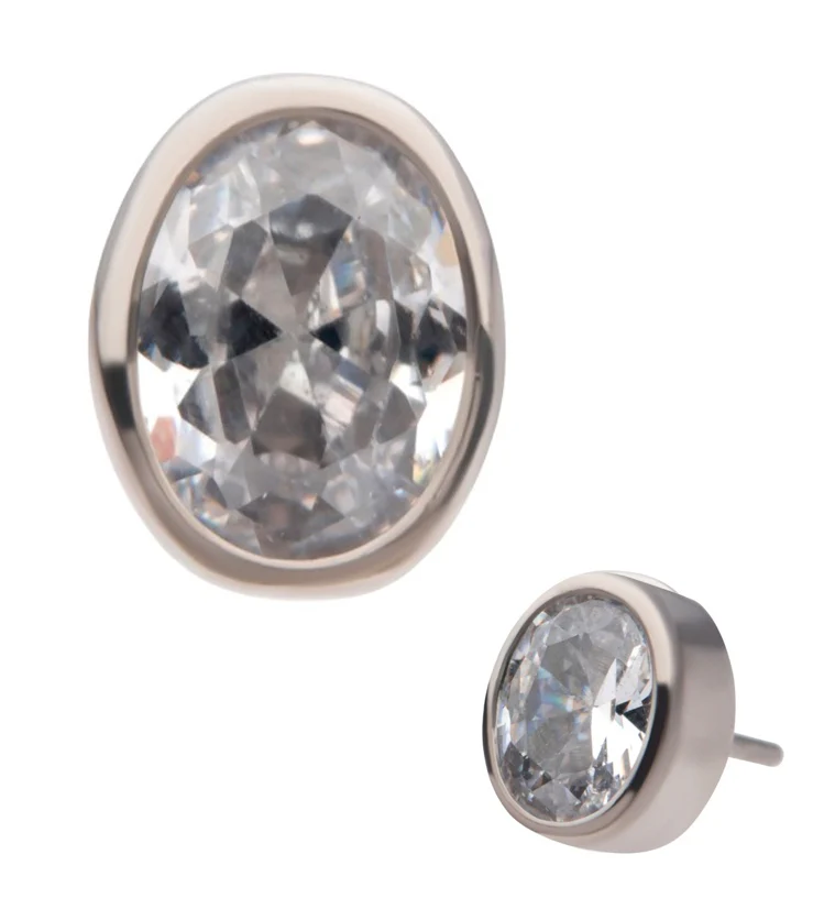 Ovate CZ Titanium Threadless Top - Mrs Treak