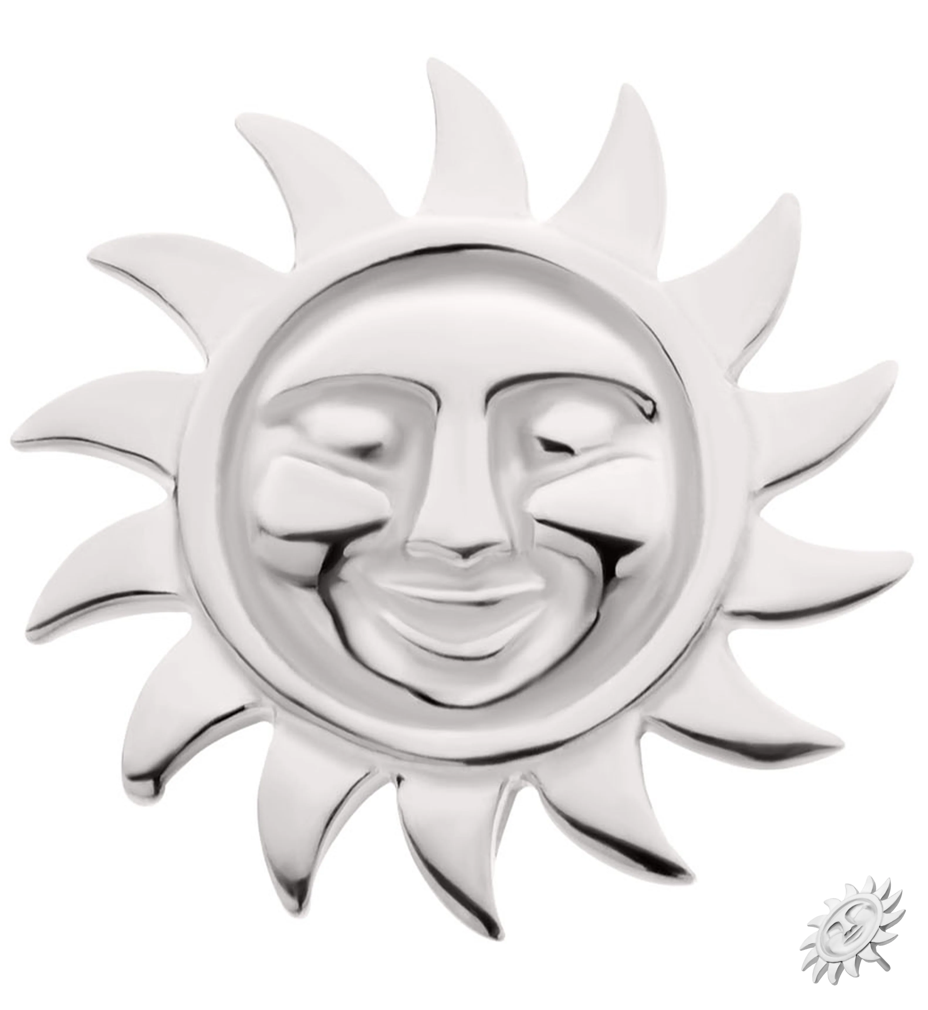 14kt White Gold Solar Face Threadless Top - Mrs Treak
