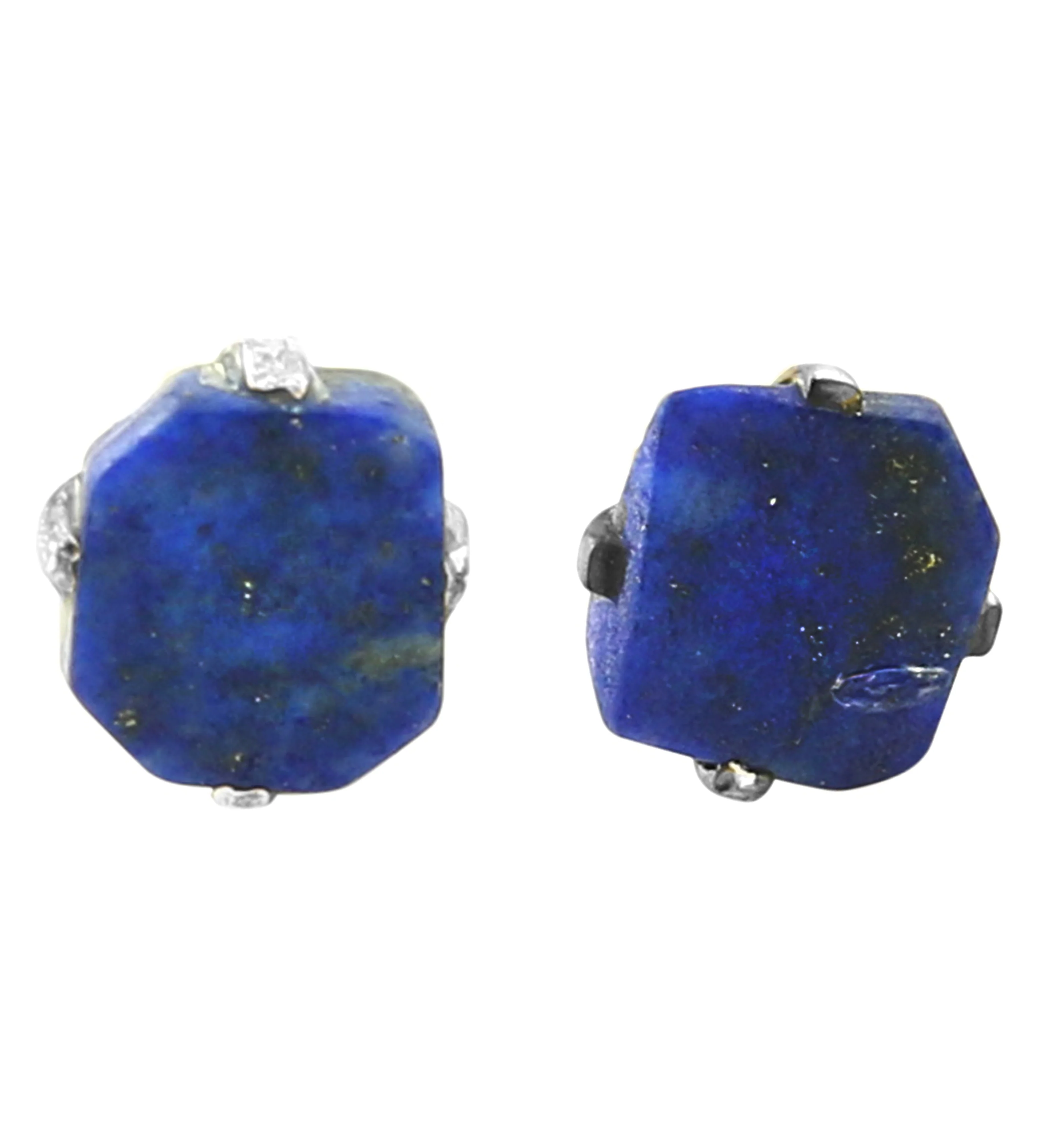 Lapis Lazuli Stone Prong Set Sterling Silver Earrings - Mrs Treak