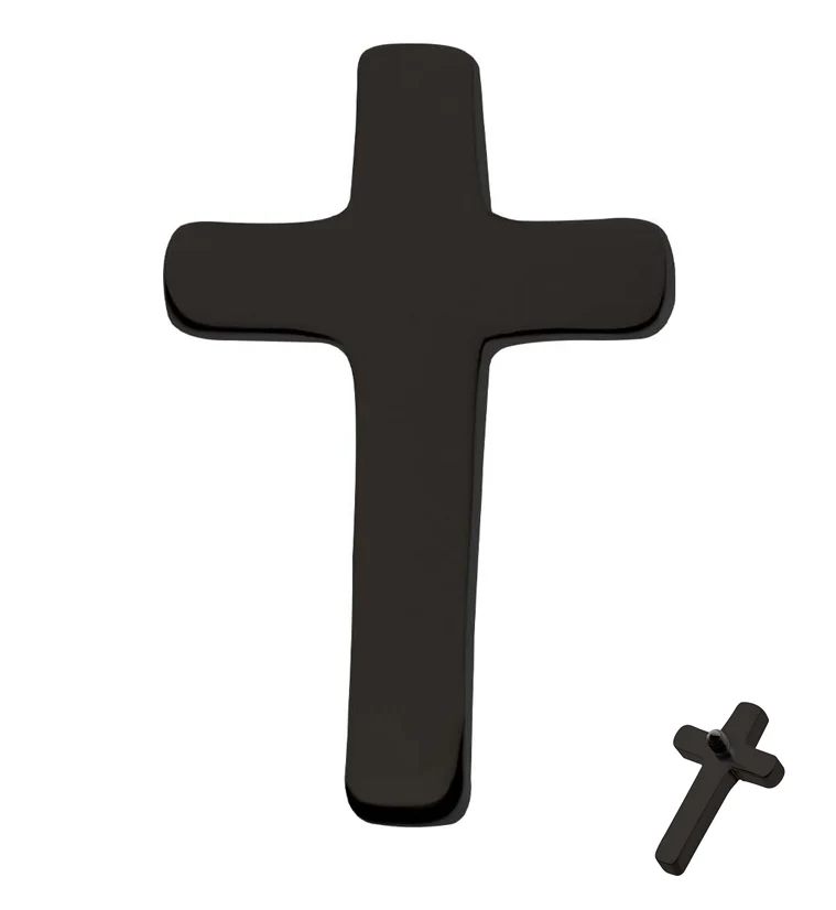 Black PVD Cross Titanium Internally Threaded Top - Mrs Treak