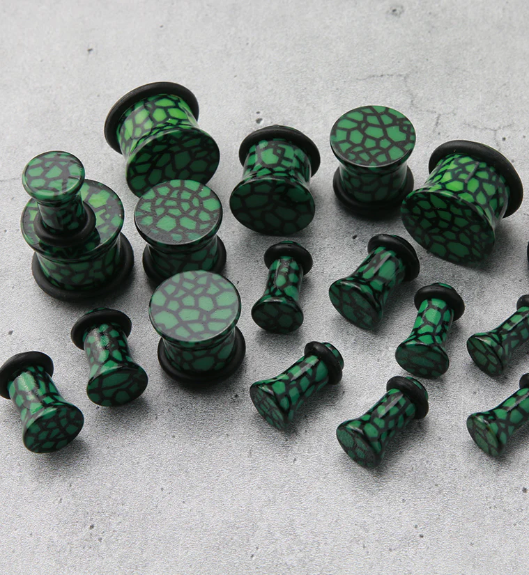 Green Dragon Veins Acrylic Plugs - Mrs Treak