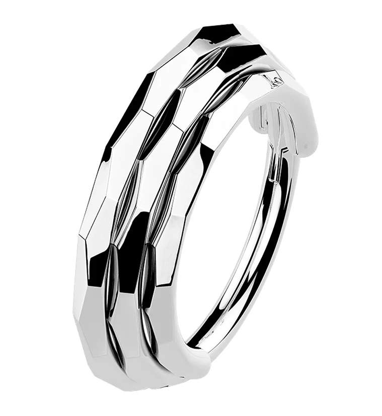 Stacked Verge Titanium Hinged Segment Ring - Mrs Treak