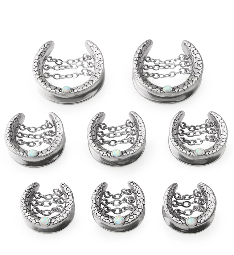 Opalite Osteo Stainless Steel Saddles With Dangle Chain - Mrs Treak