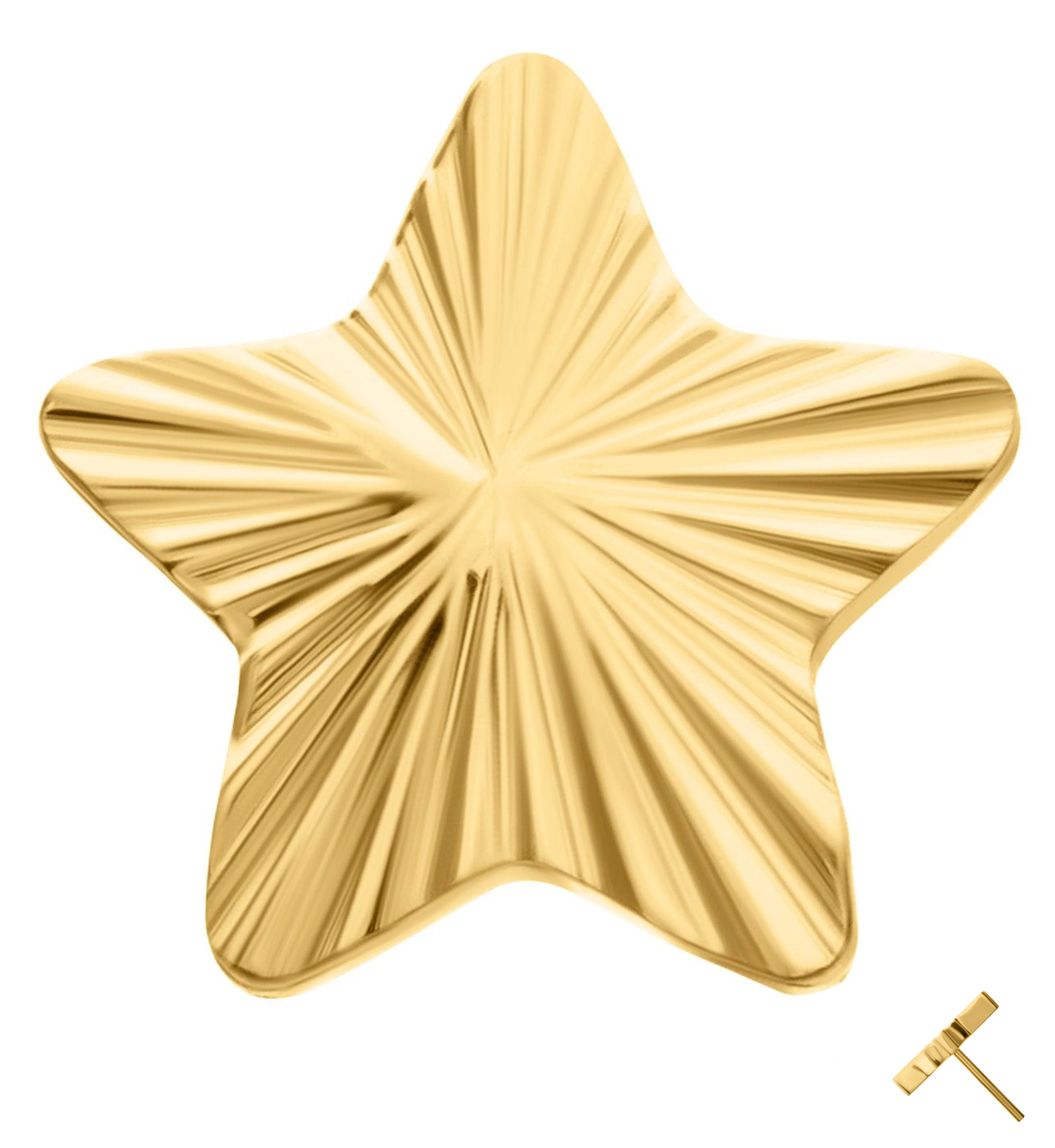 24kt Gold PVD Score Star Threadless Titanium Top - Mrs Treak