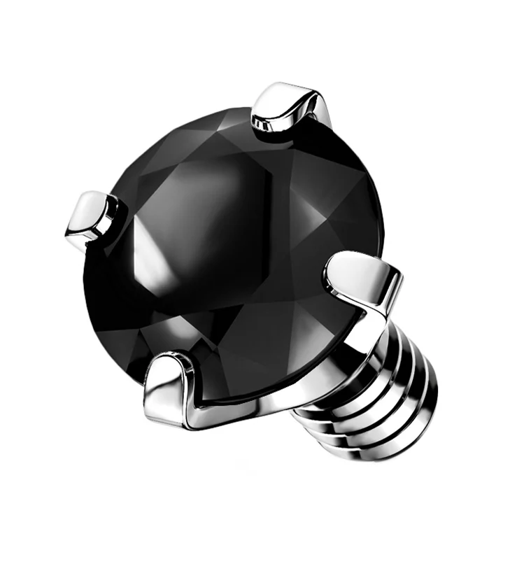 Prong Black CZ Stainless Steel Internally Threaded Top - Mrs Treak