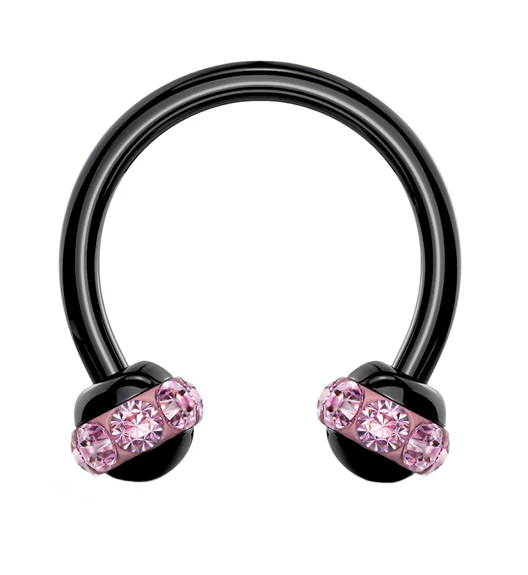 Pink Gem Orb Black Circular Barbell - Mrs Treak