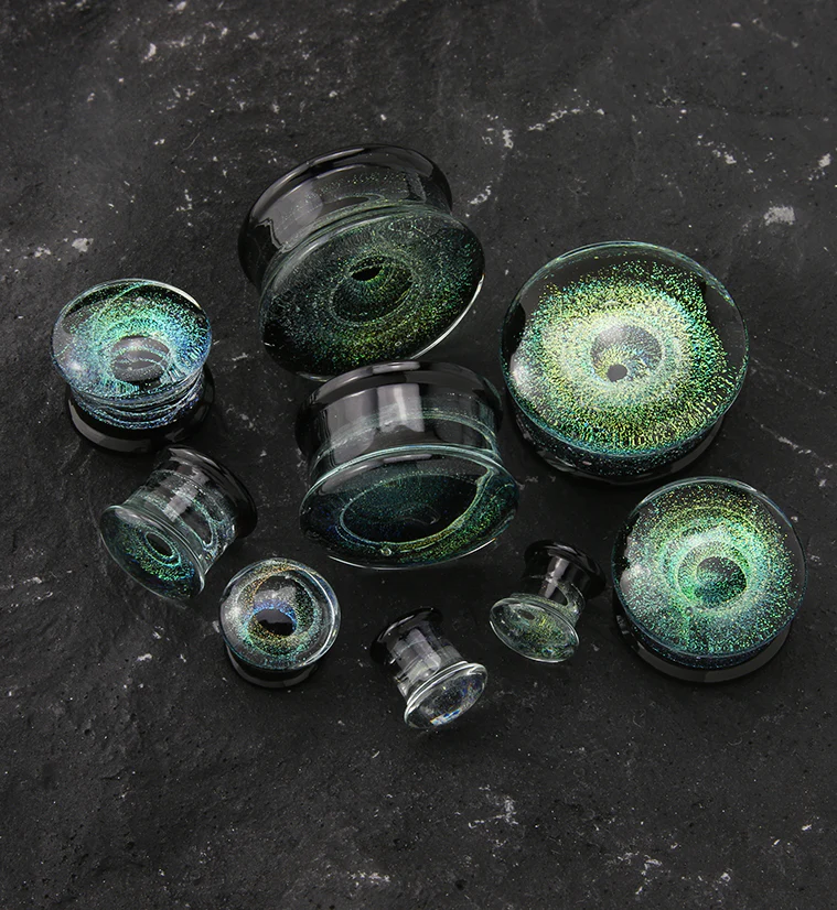 Black Interstellar Glass Double Flare Plugs - Mrs Treak