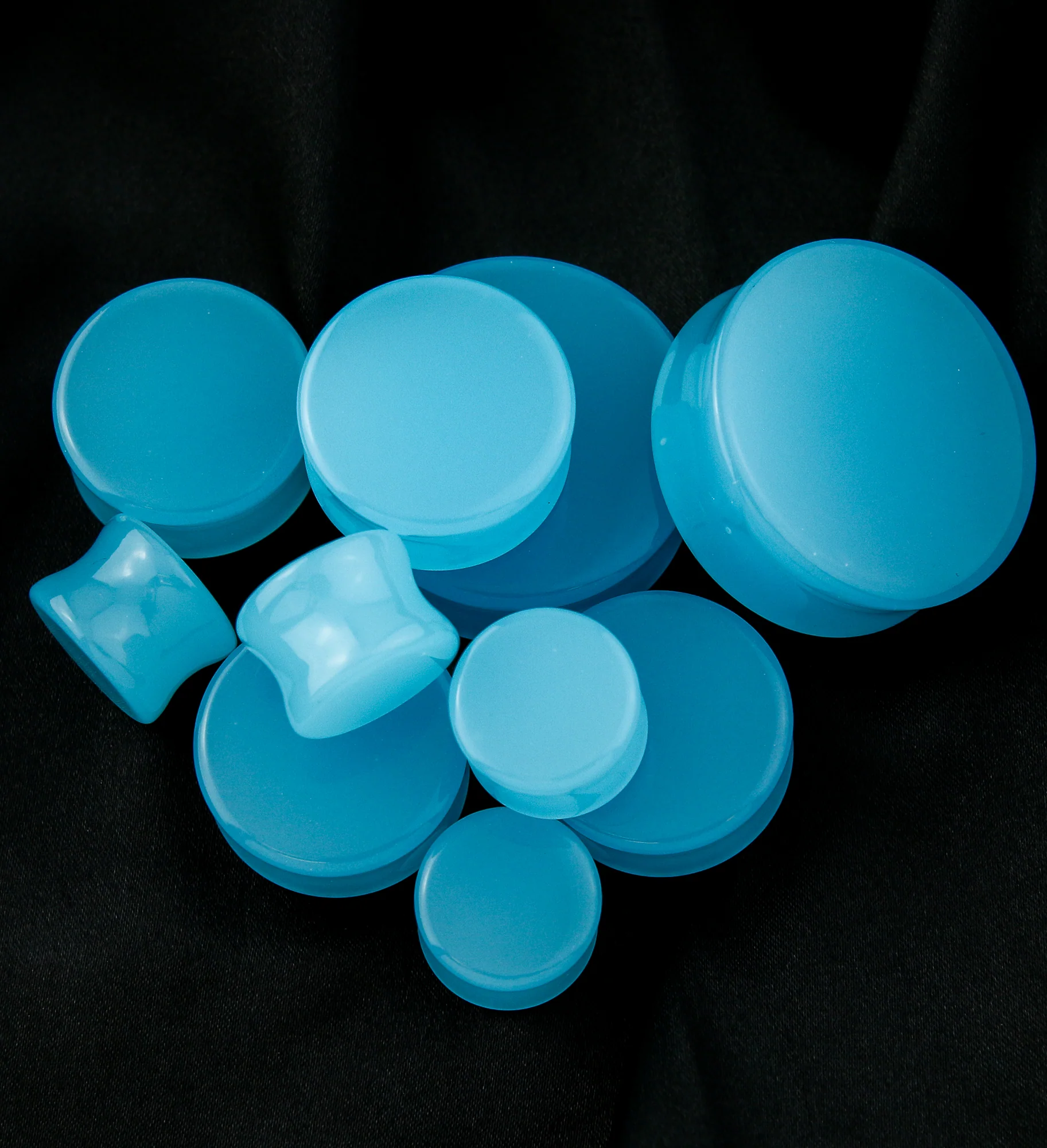 Sky Blue Glass Double Flare Plugs - Mrs Treak