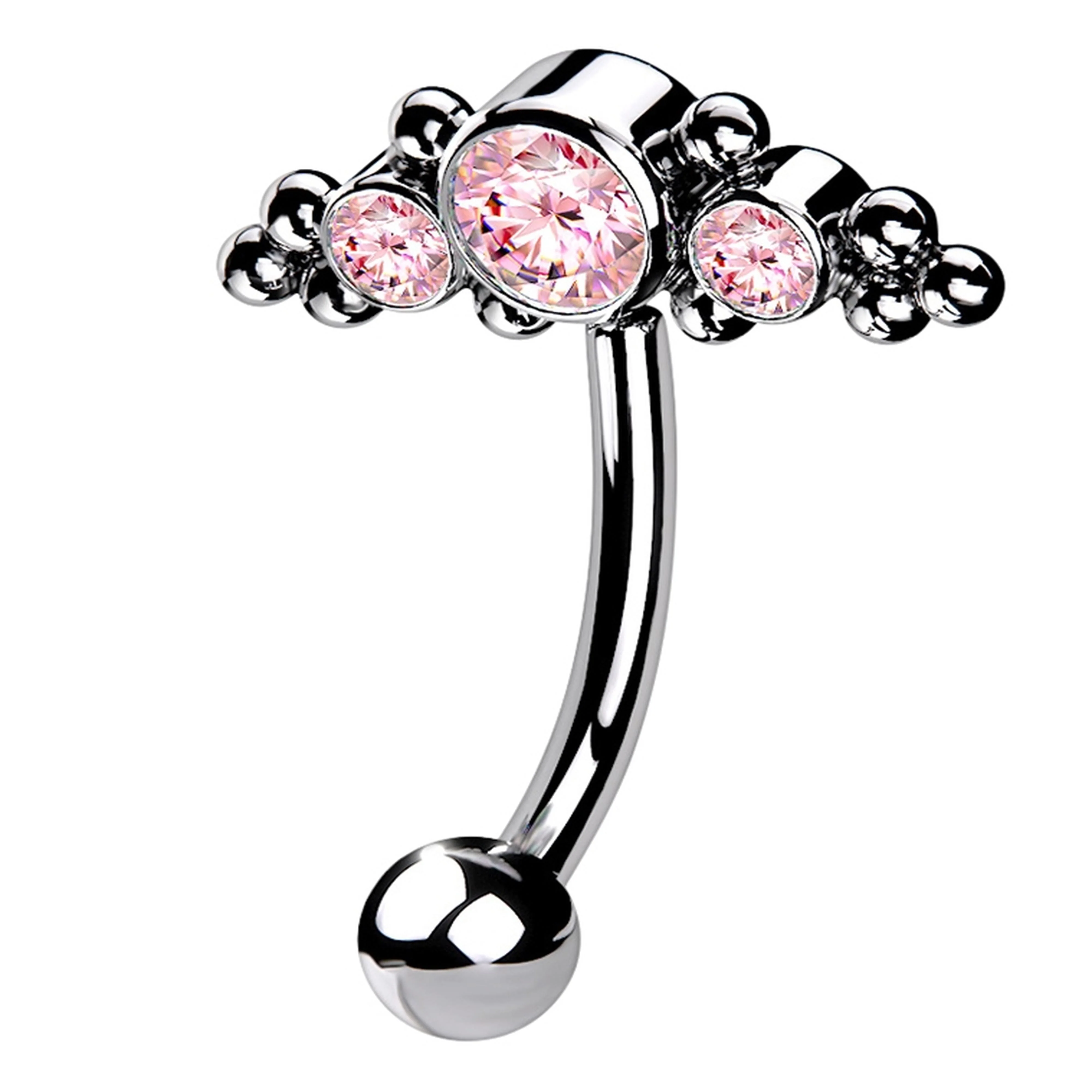 Horde Cluster Pink CZ Titanium Threadless Curved Barbell - Mrs Treak