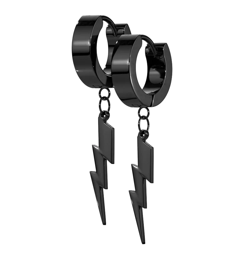 Black PVD Electric Stainless Steel Huggie Earrings - Mrs Treak
