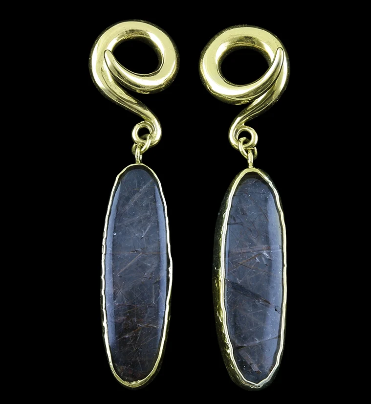 Rutilated Quartz Stone Ear Weights Version 3 - Mrs Treak