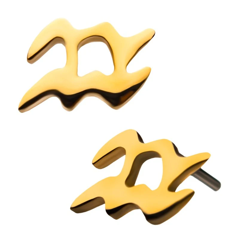 14kt Gold Aquarius Zodiac Sign Threadless Top - Mrs Treak