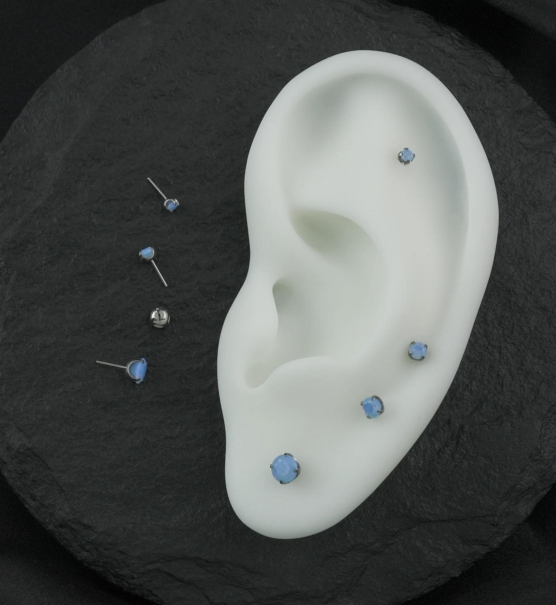 Faceted Blue Opalite Titanium Threadless Top - Mrs Treak