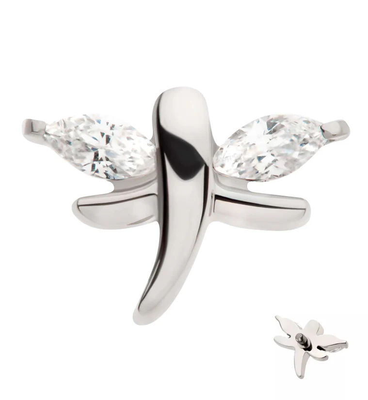 Mini Dragonfly Clear CZ Titanium Internally Threaded Top - Mrs Treak