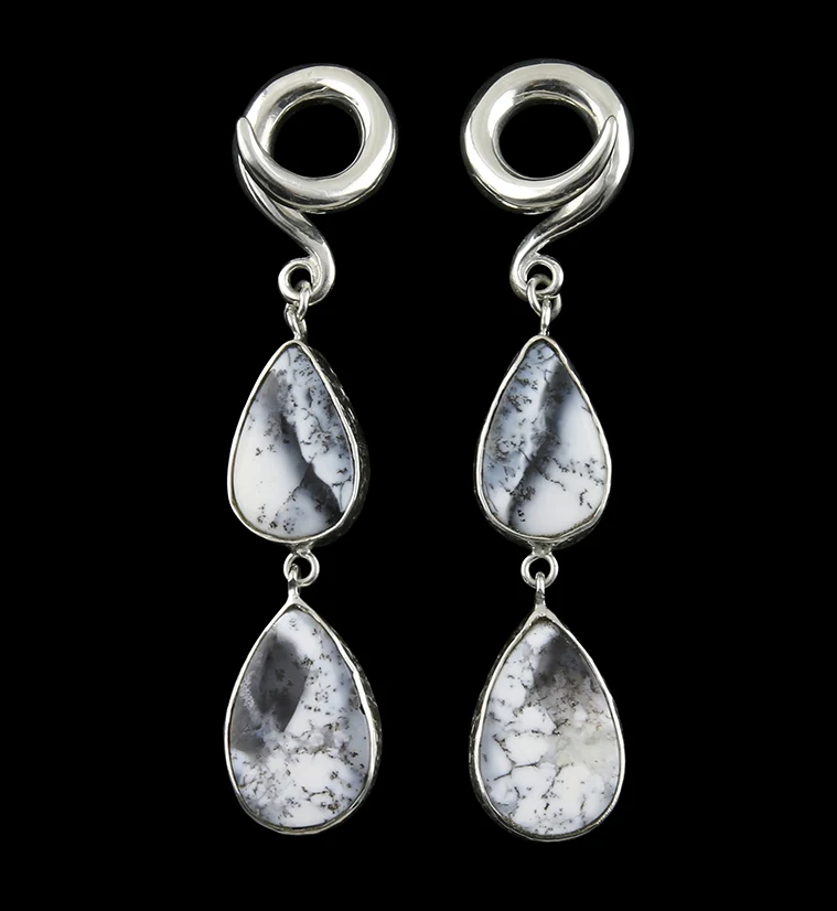 Double Dendritic Opal Stone Ear Weights Version 8 - Mrs Treak
