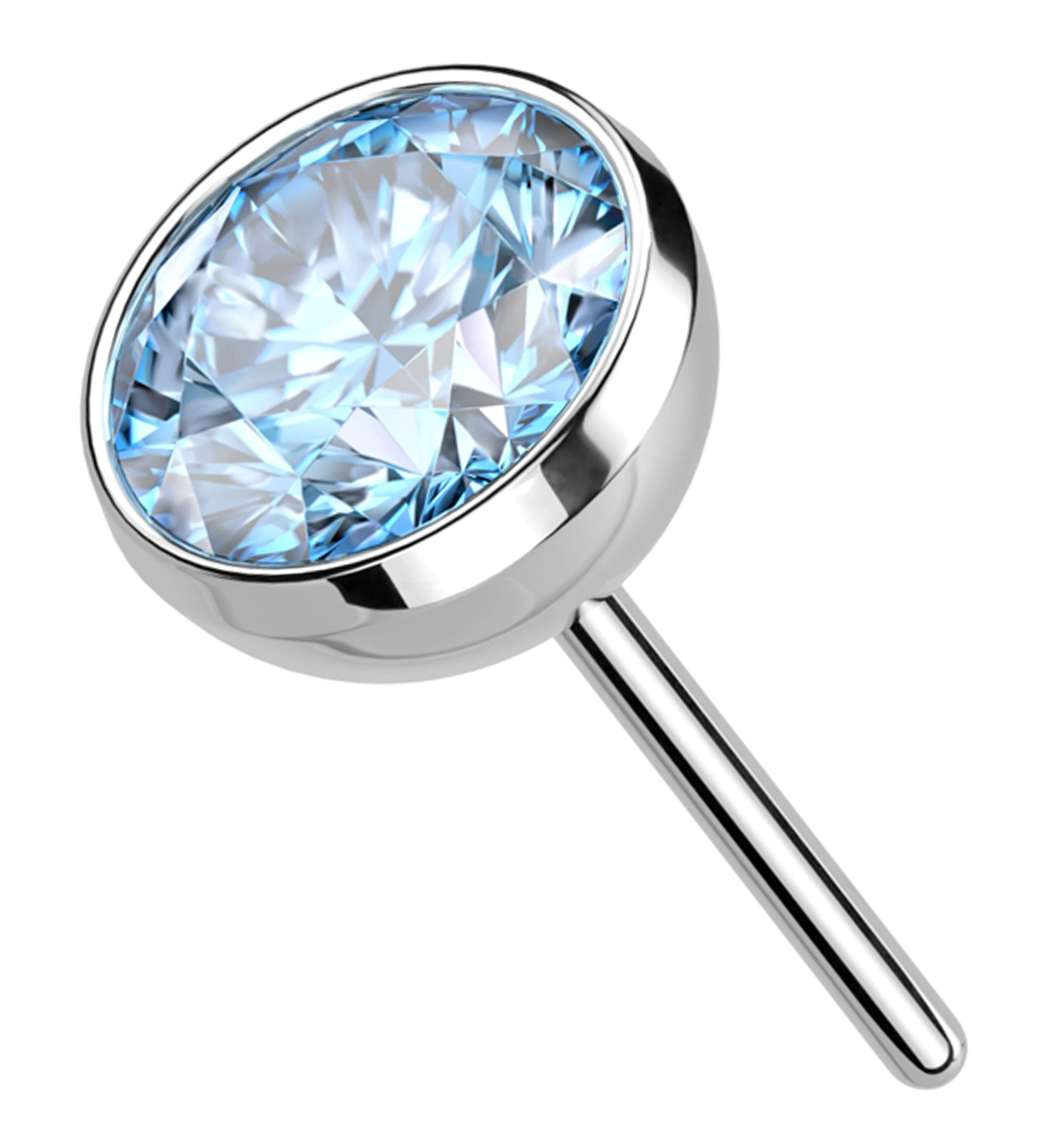 Bezel Aqua CZ Titanium Threadless Top - Mrs Treak