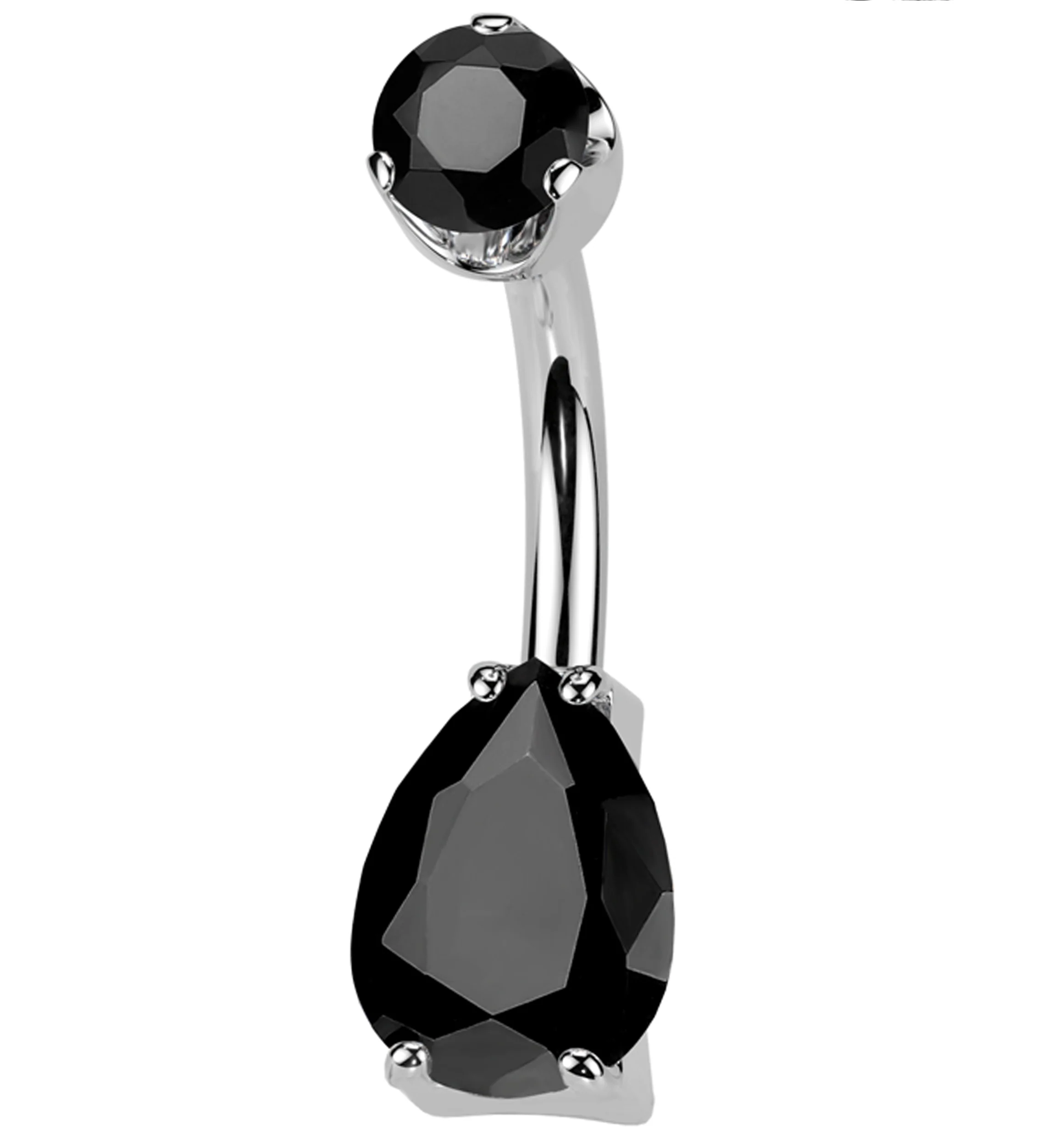 Black Agate Teardrop Internally Threaded Titanium Belly Button Ring - Mrs Treak