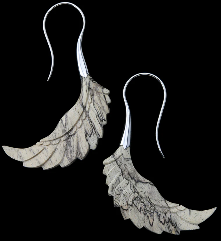 18G Pinion White Brass Tamarind Wood Hangers / Earrings - Mrs Treak