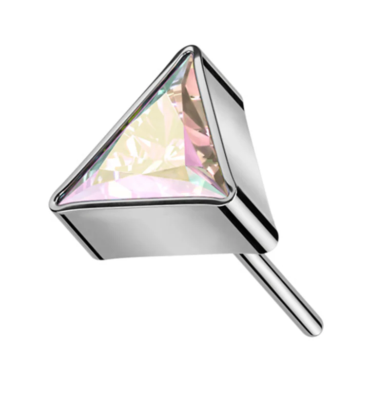 Triangle Rainbow Aurora CZ Threadless Titanium Top - Mrs Treak