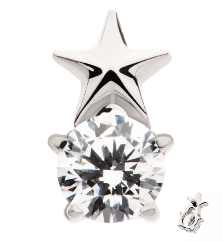 Star Top Clear CZ Titanium Internally Threaded Top - Mrs Treak