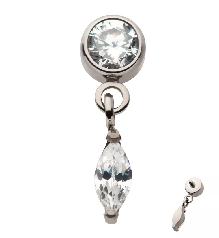 Dangle Marquise CZ Internally Threaded Titanium Top - Mrs Treak